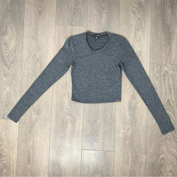 Aritzia Wilfred Free Georgia Top Cropped Long Sleeve T-Shirt Dark Grey Size XS - Picture 7 of 13